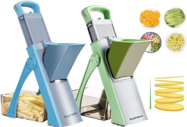 SUPMAKIN Upgraded Safe Mandoline Slicer Blue +Green 2pcs - Image 2