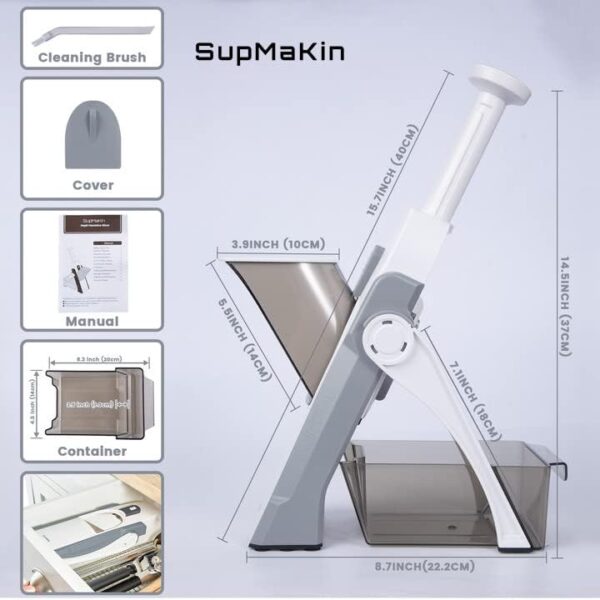 SUPMAKIN Safe Mandoline Food Slicer for Kitchen Bule +Gray - Image 7