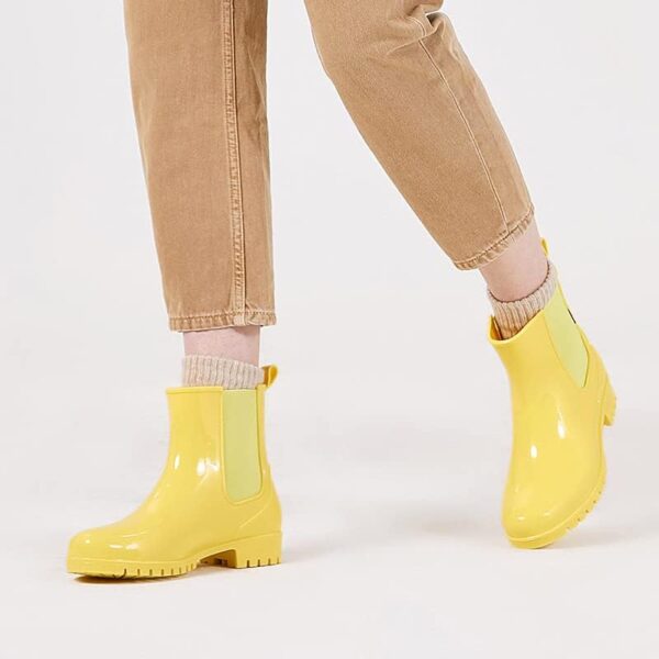 planone Short rain Boots for Women and Waterproof Garden Shoes，Anti-Slipping White Chelsea Rainboots for Ladies with Comfortable Insoles，Stylish Light Ankle rain Shoes and Outdoor Work Shoes - Image 4