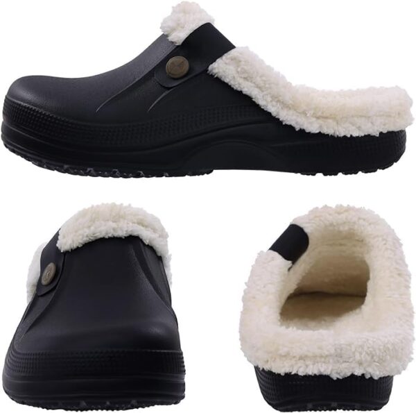 Fleece Lined Clogs Fur Fuzzy Fluffy Waterproof Slippers Women Men Winter Garden Shoes Warm House Slippers Indoor Outdoor Mules - Image 3