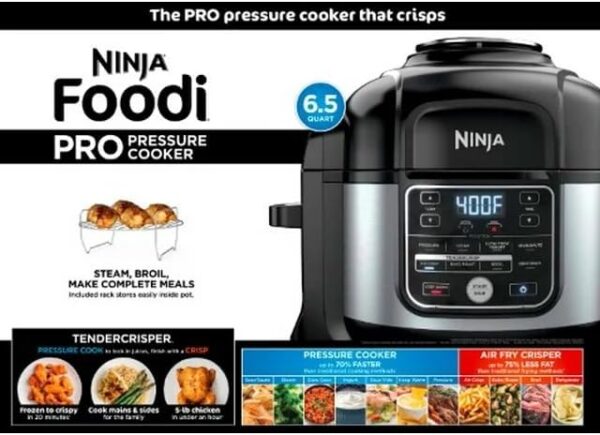 Ninja Foodi OS300 10-in-1 6.5-Quart Pro Pressure Cooker Air Fryer Multicooker, Stainless, Indoor grill’s wide temperatureCyclonic Grilling Technology 500F, Smoke Control System (Renewed) - Image 10