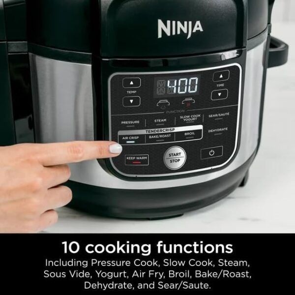 Ninja Foodi OS300 10-in-1 6.5-Quart Pro Pressure Cooker Air Fryer Multicooker, Stainless, Indoor grill’s wide temperatureCyclonic Grilling Technology 500F, Smoke Control System (Renewed) - Image 3