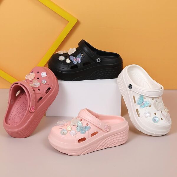 Womens Platform Clogs Garden Shoes Waterproof Beach Pool Sandals Summer Mules Home Slippers - Butterfly Series - Image 8